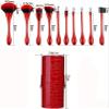 MIXIA Makeup Brushes 10 Pcs Professional Synthetic Makeup Brush Set with Holder Foundation Contour Powder Concealer Eye Shadow Make Up Brush Ideal Gift (Color : Black) view 2