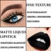 2Pcs Matte Lipstick and Lipliner Set,Velvet Liquid Lipgloss Set Non-Stick Cup Black Lip Gloss Lip Liner,High Pigmented Black Lipstick Long Lasting Waterproof Lip Stain Set for Women Halloween Goth Mak view 4