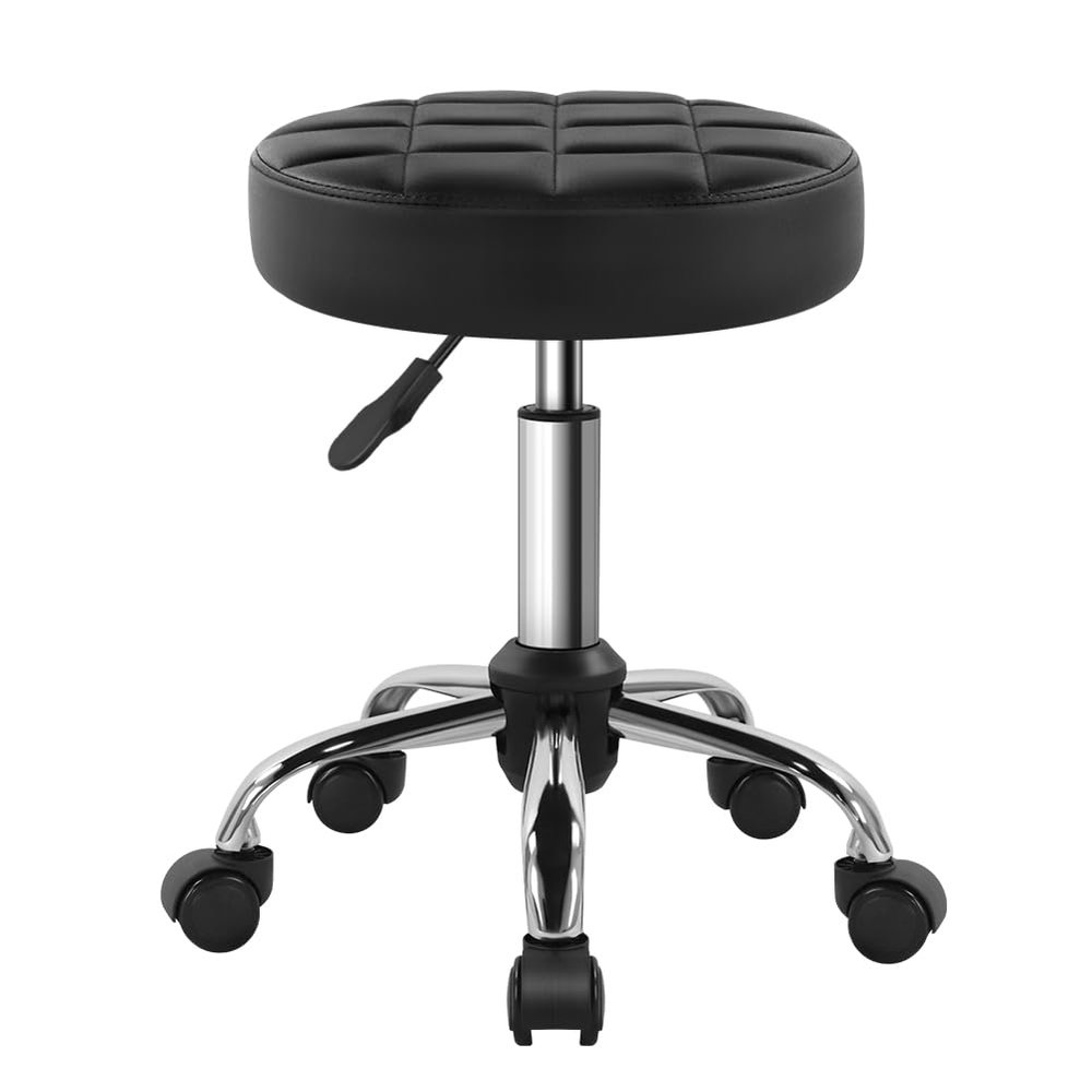 BFTOU Black Classic Swivel Stool with Wheel for Salon Work Home SPA Shop Height-Adjustable and Cost-Effective Rolling Stool Chair Small