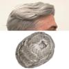 Mens Hairpiece Toupee for Men Real Human Hair Pieces French Lace Human Hair System Natural Hairline Male Toupee Poly Coating Hair Replacement for Men Protesis Capilar (7x9''-120% medium light to medium density, #1B90 OFF BLACK+90% GREY) view 1