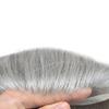 Mens Hairpiece Toupee for Men Real Human Hair Pieces French Lace Human Hair System Natural Hairline Male Toupee Poly Coating Hair Replacement for Men Protesis Capilar (7x9''-120% medium light to medium density, #1B90 OFF BLACK+90% GREY) view 3