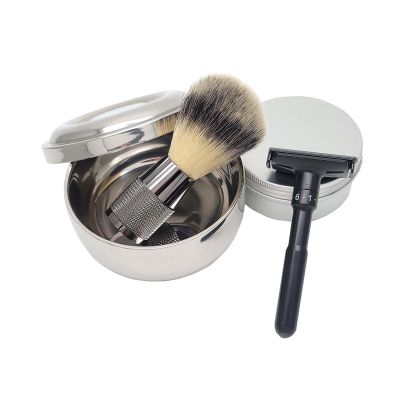Adjustable Safety Razor Shaving Kit 4PCS | Double Edge Razor | Synthetic Shaving Brush | Stainless Steel Shaving Soap Bowl | Shave Soap | Include 5pcs Razor Blades.