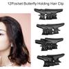 12Pcs/Set Black Butterfly Holding Hair Clip Hair Section Claw Clamps Hairdressing Tool, Hairdressing Accessories Non-slip Hair Clips for women view 4