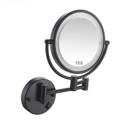 10X Wall Mounted Makeup Mirror Magnification Bathroom Mirror Wall Mirror Cosmetic Mirror Double Sided LED Swivel 360 Extendable for Bathroom, Spa, Hardwire,Chrome,hardwire ( Color : Orb , Size : Hard