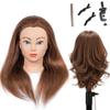 100% Human Hair Mannequin Head - Styling Training Head for Cosmetology & Hairdressing, Free Clamp (16-18, Brown) view 1