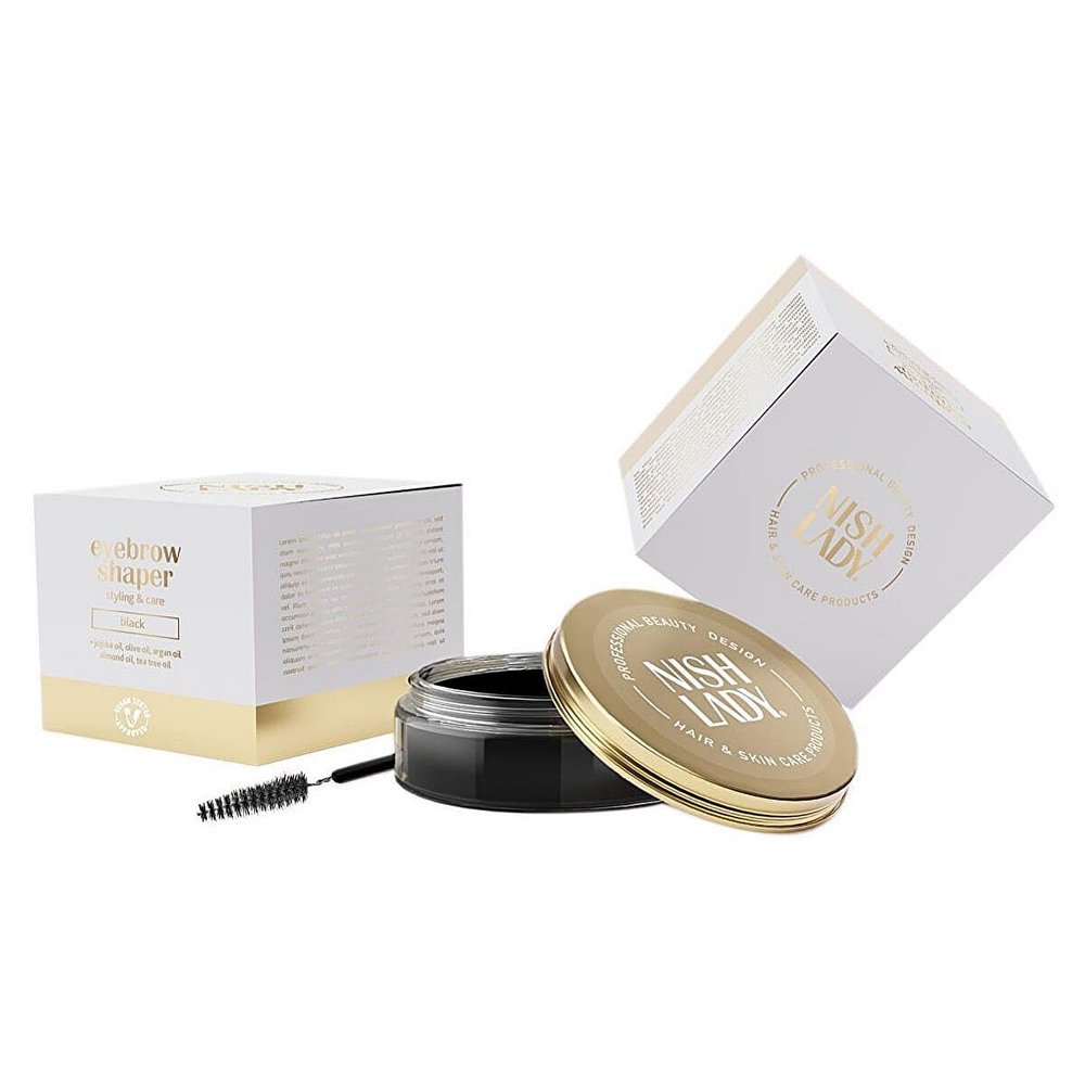 NISHLADY Brow Lift Lamination Gel Kit with Brush, MEGA SIZE - 50 ml | Eyebrow Shaping Wax | Eye Brows Styling Soap | Long Lasting Hold Freeze Gel (BLACK)