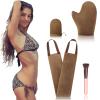 4 Pcs Self Tanner Mitt Applicator Kit - Self Tanning Mitt Glove,Self Tanner Back Applicator,Mini Face Tanner Mitt,Face Tanner Brush Soft Streak-Free Reusable & Washable for Women Girl Men (Brown) view 2