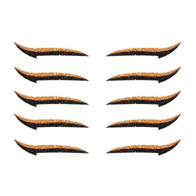 XTKDAIUI Glitter Eyeliner Stickers, 5 Pairs Reusable Glitter Eyeliner Stickers Adhesive Eyeliner Stickers, Waterproof Self Adhesive Eyeliner Stickers for Weddings Dance Parties,Orange