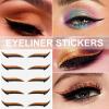 XTKDAIUI Glitter Eyeliner Stickers, 5 Pairs Reusable Glitter Eyeliner Stickers Adhesive Eyeliner Stickers, Waterproof Self Adhesive Eyeliner Stickers for Weddings Dance Parties,Orange view 4