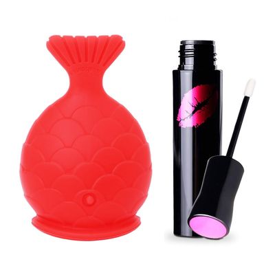 Lip Plumper Device+Lip Plumper Gloss Set,Fish Shape Lip Plumping Tool Kit,Lip Enhancer Chemical Way+Physical Way Natural Pout Mouth Tool Lip Care Serum Lip Balm Sexy Big Lip Moisturizing Lip Plumping