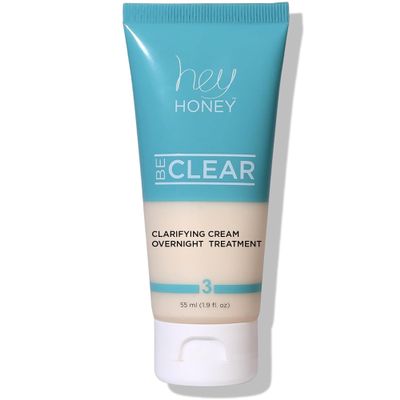 Hey Honey Skincare Be Clear Acne Routine | Clarifying Overnight Treatment | Propolis & Herbal Cream for Blemishes & Acne-Prone Skin | Immidiate Soothing Relief | 1.9 Oz