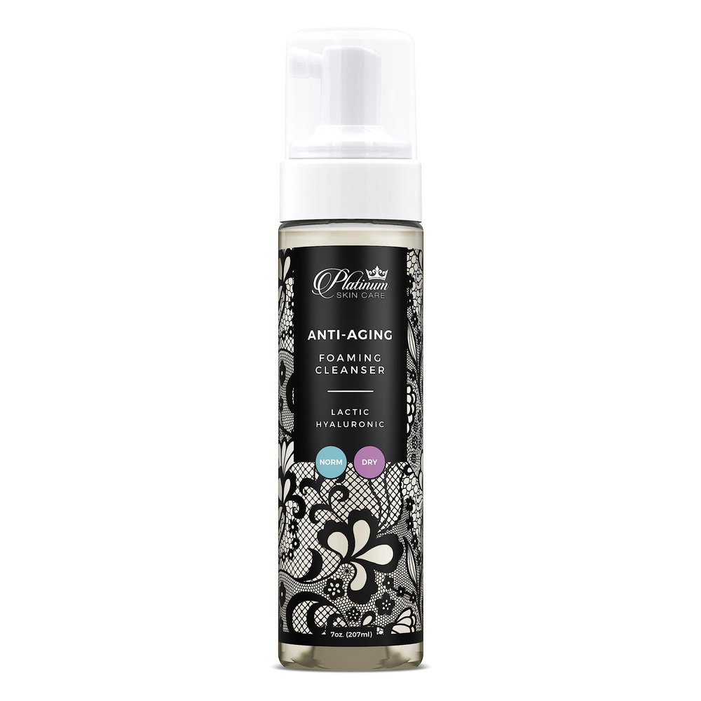 Anti-Aging Foaming Lactic Cleanser Skin Resurfacing Cleanser - Dual-Action Anti-Aging Exfoliating Face Wash and Cleanser - Smoothes Skin with Lactic Acid