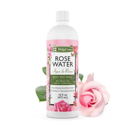 De La Cruz Rose Water Body & Hair Mist, 16 fl. oz Refill Bottle (473 mL)