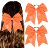 2 PCS 7" Large Glitter Cheer Bows Sequin Cheer Hair Bow Ties with Elastic Shiny Hair Bows Ponytail Holder Handmade for Cheerleader Girls Softball Sports Hair Accessories for Teens Kids(Orange) view 1