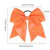 2 PCS 7" Large Glitter Cheer Bows Sequin Cheer Hair Bow Ties with Elastic Shiny Hair Bows Ponytail Holder Handmade for Cheerleader Girls Softball Sports Hair Accessories for Teens Kids(Orange) view 2
