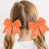 2 PCS 7" Large Glitter Cheer Bows Sequin Cheer Hair Bow Ties with Elastic Shiny Hair Bows Ponytail Holder Handmade for Cheerleader Girls Softball Sports Hair Accessories for Teens Kids(Orange) view 4