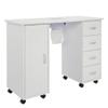 Nail Desk Manicure Table - Nail Tech Desk with Dust Collector - Nail Table with Electric Downdraft Vent - Beauty Spa Salon Workstation on Wheels - Single Door Cabinet and 4 Removable Drawers - White view 1