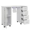 Nail Desk Manicure Table - Nail Tech Desk with Dust Collector - Nail Table with Electric Downdraft Vent - Beauty Spa Salon Workstation on Wheels - Single Door Cabinet and 4 Removable Drawers - White view 4