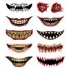 10PCS Halloween Prank Makeup Temporary Tattoos 2023 New Adult Kids Clown Horror Mouth Fake Tattoos Stickers Scary Big Mouth Face Tattoo Sticker Upgrade Face Decals Prank Props for Halloween Cosplay view 1