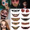 10PCS Halloween Prank Makeup Temporary Tattoos 2023 New Adult Kids Clown Horror Mouth Fake Tattoos Stickers Scary Big Mouth Face Tattoo Sticker Upgrade Face Decals Prank Props for Halloween Cosplay view 2