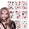 10PCS Halloween Prank Makeup Temporary Tattoos 2023 New Adult Kids Clown Horror Face Fake Tattoos Stickers Scary Big Face Tattoo Sticker Upgrade Face Decals Prank Props for Halloween Cosplay Party view 1