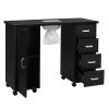 Nail Desk Manicure Table - Nail Tech Desk with Dust Collector - Nail Table with Electric Downdraft Vent - Beauty Spa Salon Workstation on Wheels - Single Door Cabinet and 4 Removable Drawers - Black view 4
