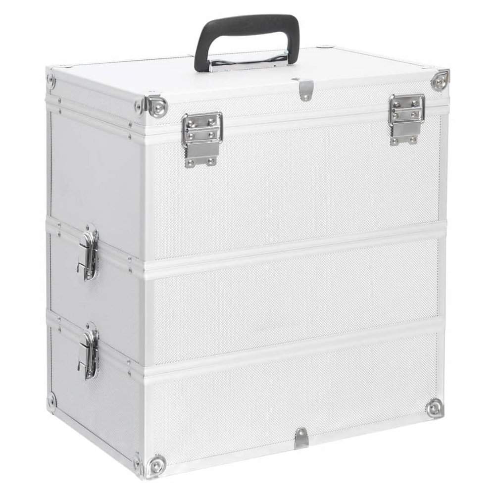 FAMIROSA Make-up Case 14.6"x9.4"x15.7" Silver Aluminum,Weight:7.01lbs,91839