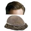 Toupee for Men Human Hair System Replacement French Lace Mens Toupee Hairpieces Lace Hair Piece Unit Wigs for Men (#310 Dark Brown+10% Gray-100% Light to Med-Light Density, 7''X9'') view 1