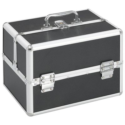 FAMIROSA Make-up Case 8.7"x11.8"x8.3" Black Aluminum,Weight:4.28lbs,91829