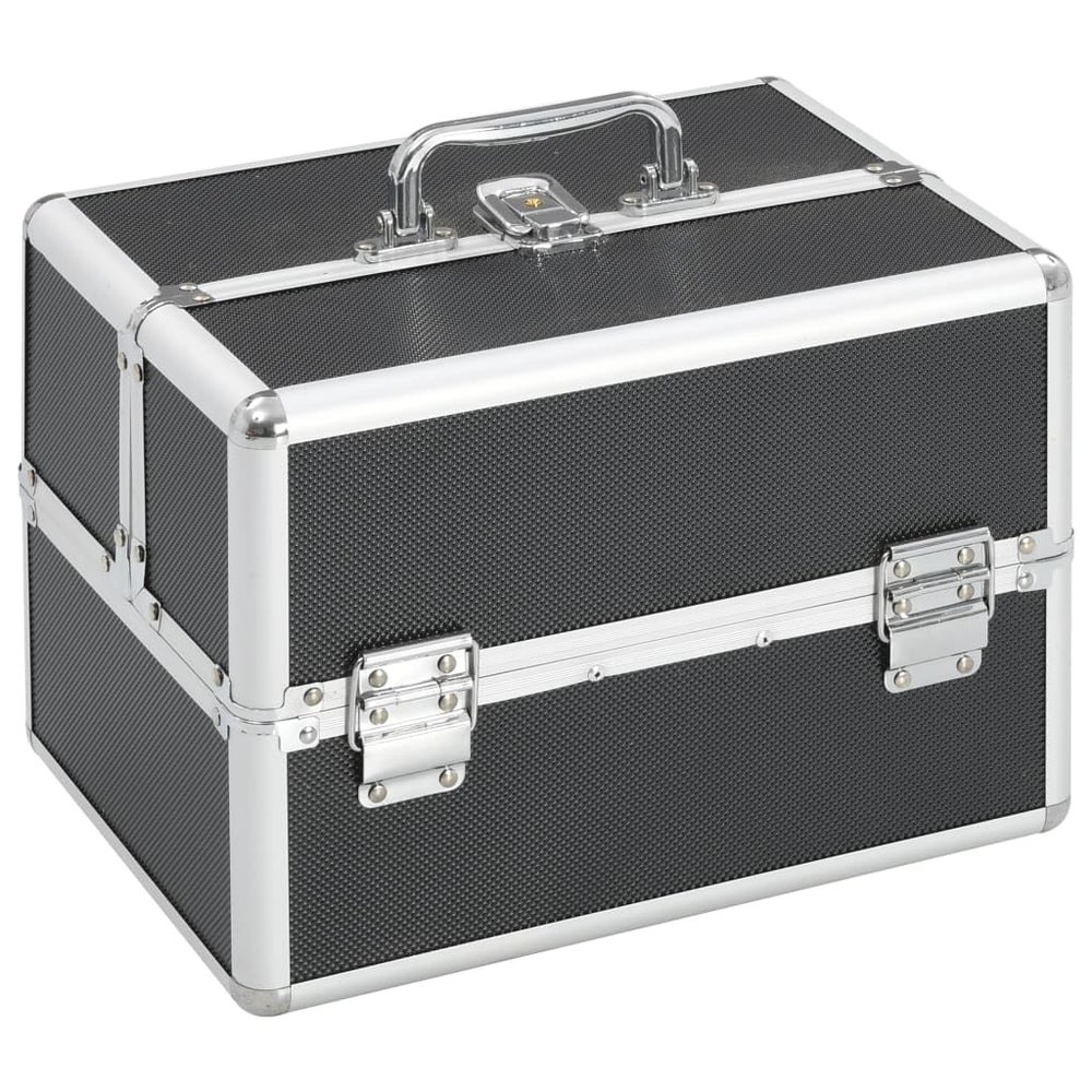 FAMIROSA Make-up Case 8.7"x11.8"x8.3" Black Aluminum,Weight:4.28lbs,91829