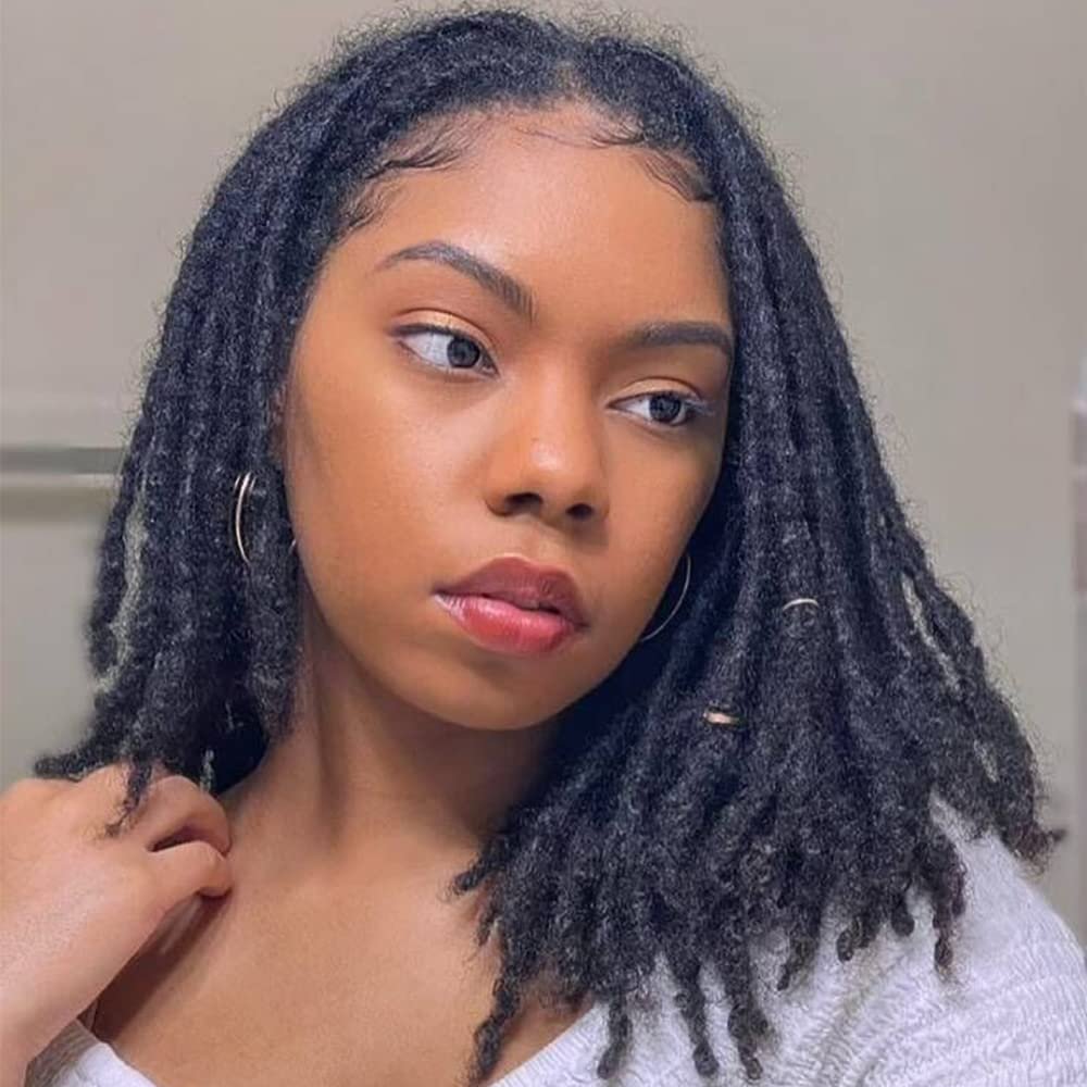 0.6cm 6 Inch Loc Extension Human Hair Thickness Natural Black Full Handmade Permanent Locs Can Be Dyed and Bleached for Women Men Kids Dreadlock Extensions Real Human Hair