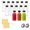 14Pack 2 oz Small Clear Glass Bottles with Lids - Shot Bottles with Caps for Ginger Shots, Juice, Potion, Liquids, Whiskey - Mini Travel Bottles with Funnels, Stickers and Brush view 1