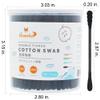 HOMEFOX Black Cotton Swabs Spiral - 600 Count Organic Cotton Buds Double Side Tightly Wrapped Charcoal Cotton Tips Paper Stick Soft Gentle Lint-Free Cruelty-Free Goth Bathroom, Round & Spiral (Black) view 2