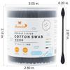 HOMEFOX Black Cotton Swabs Precision Pointed - 600 Count Organic Pointy Cotton Bud Double Side Tightly Wrapped Charcoal Cotton Tip Paper Stick Soft Gentle Lint-Free Cruelty-Free Pointy & Round (Black) view 2