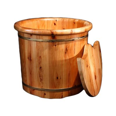 ENWIND Pedicure Foot Spa Household Wooden Foot Bath Barrel with 35 High Wooden Foot Bath Barrel Foot Spa Bath Massager