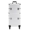 3 in 1 Professional Makeup Train Case, Aluminum Rolling Cosmetic Trolley Large Storage Cosmetic Trolley Makeup Travel Organizer Salon Barber Case Traveling Cart (Silver) view 4