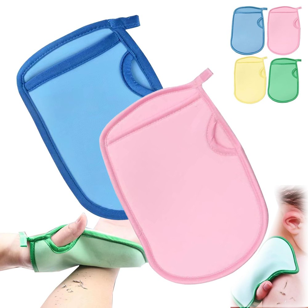 2023 New Esponja Saca Mugre Del Cuerpo, Esponjas Saca Mugre, Dead Skin Remover Glove, Body Scrubbing Mitt Bath (Blue+Pink)