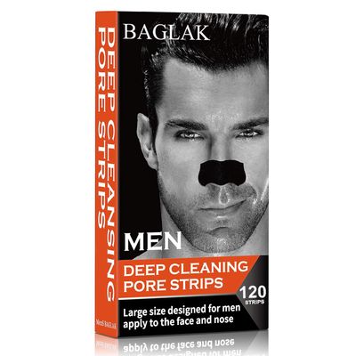 BAGLAK Men Blackhead Pore Strips - 120 Strips - Deep Cleansing - Face Nose Pores - Blackheads Removal - Large Size For Nose+Face