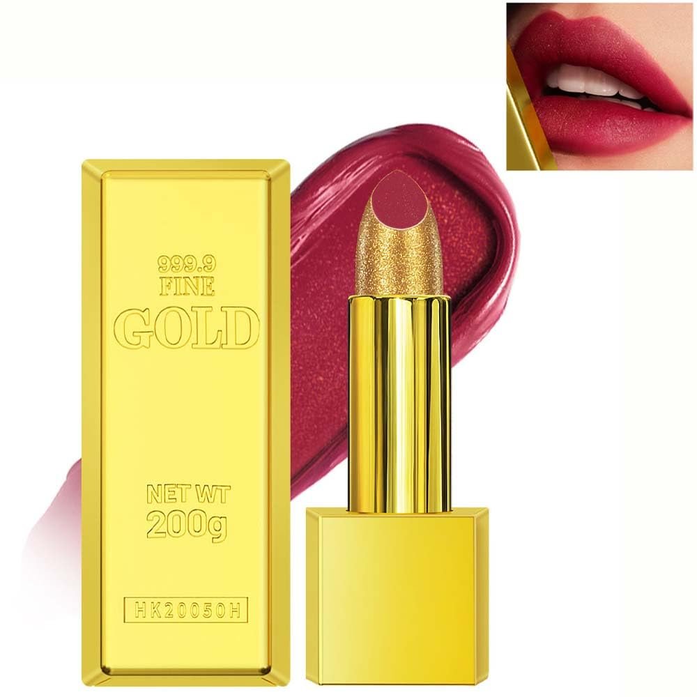 BEUKING Gold Lipstick Velvet Nude Red Pink Lip Tint Non-Smudge High Pigment Not Fade Smooth Long-Lasting Wear Non-Stick Cup Waterproof Matte Lady Lip Gloss for Girl Women Lady Daily Lip Makeup (#6)