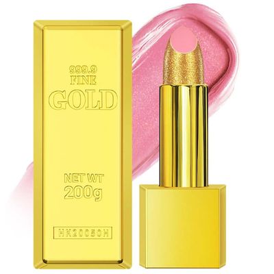 BEUKING Gold Lipstick Velvet Nude Red Pink Lip Tint Non-Smudge High Pigment Not Fade Smooth Long-Lasting Wear Non-Stick Cup Waterproof Matte Lady Lip Gloss for Girl Women Lady Daily Lip Makeup (#1)