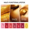 BEUKING Gold Lipstick Velvet Nude Red Pink Lip Tint Non-Smudge High Pigment Not Fade Smooth Long-Lasting Wear Non-Stick Cup Waterproof Matte Lady Lip Gloss for Girl Women Lady Daily Lip Makeup (#1) view 3