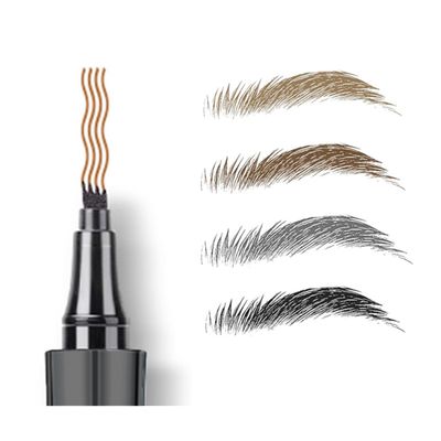 Brow Filler Pen, Hair-like Eyebrow Fork-tips Liquid Filling Applicator, Mimics Natural Eye Makeup by Linble (#1 Brown)