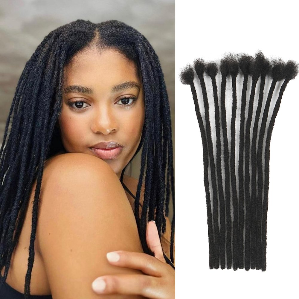 0.2cm 12inch 100 Strands 100% Real Human Hair Dreadlock Extensions For Men/Women Full Head Handmade Permanent Loc Extensions Bundles Can Be Dyed Bleached Curled and Needles