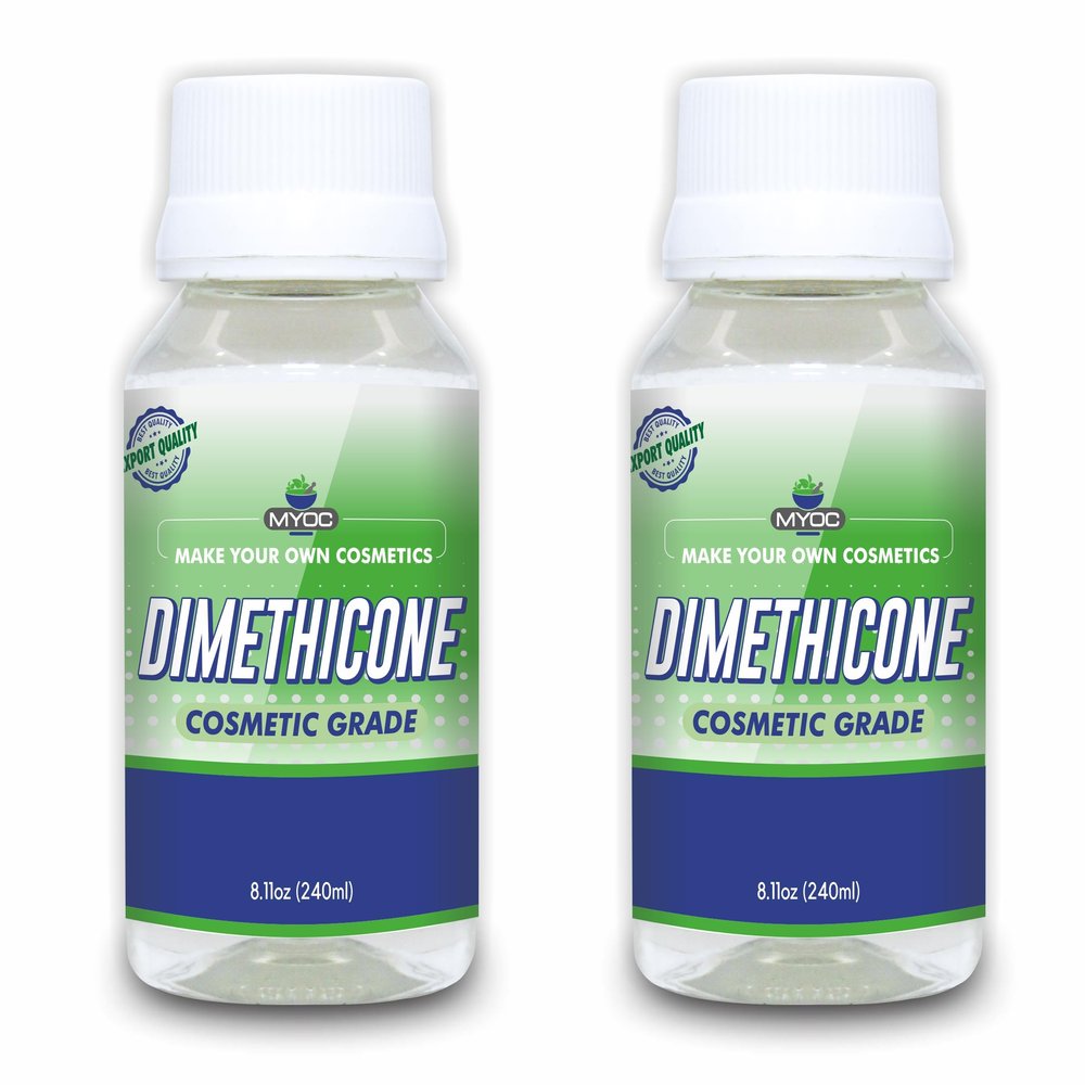 MYOC Dimethicone (240 ml / 8.11 fl oz) Pack of 2 - Cosmetic Grade Silicone Emollient for Creams Serums Hair Conditioners & DIY Formulations