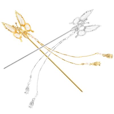 2pcs Tassel Hair Stick Hair Sticks for Long Hair Women Hair Sticks Hanfu Hair Accessories Hair Butterflies Vintage Hair Sticks Butterfly Hair Stick Antique Hair Sticks for Buns