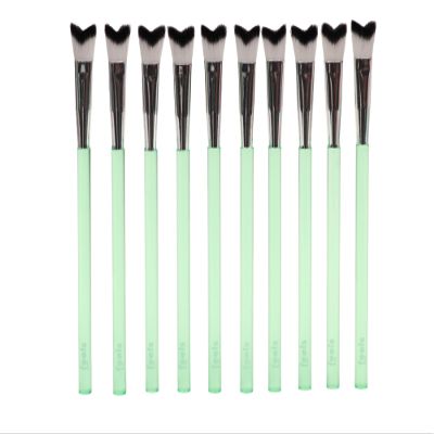 Feels Lash Cleansing Brush Eyelash Extension Shampoo Brush Soft Curved Bristles (Green, 10 Pack)