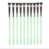 Feels Lash Cleansing Brush Eyelash Extension Shampoo Brush Soft Curved Bristles (Green, 10 Pack) view 1