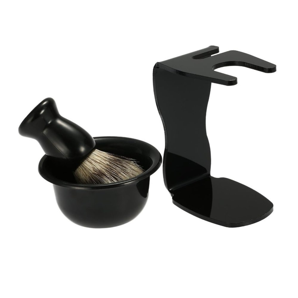 Cabilock Shaving Stand Set Shave Brush Kit Acrylic Stand Soap Bowl Elegant Practical for Tidy Bathroom