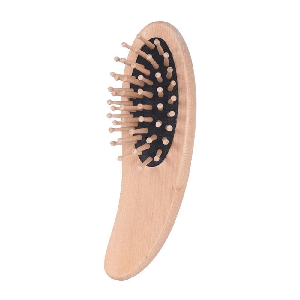 Beaupretty Wooden Massage Comb with Cushion Ergonomic Detangling Hair Brush for All Hair Types Scalp Massager for Home and Spa Use Black Design