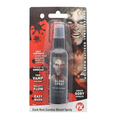 Dark Red Blood Spray - 2 Fl Oz - Realistic Gory Blood Effects, True Vampire Color, Easy Wash, Zombie Special FX Fake Blood for Halloween